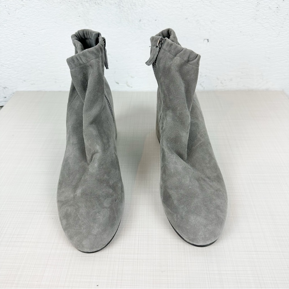 Eileen fisher suede grey booties block heel